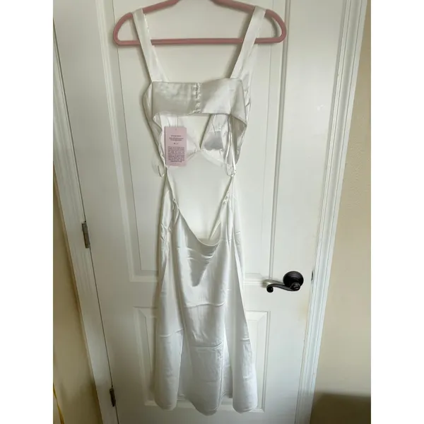 Sachin & Babi Midi Dress Size‎ 6 White Satin Cutout Open Back F1BB052 - Image 7