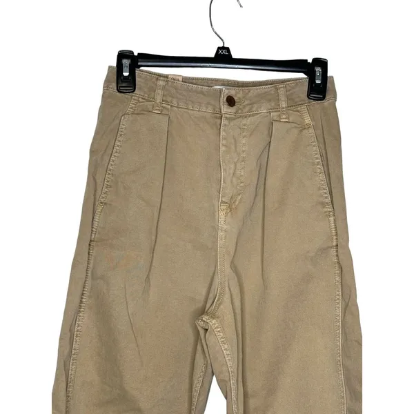 Zara‎ Women's Pants High-Waisted Cotton Pleated Skinny Cotton Denim Tan Size 2 - Image 4