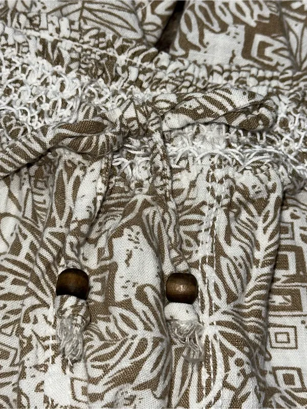 Cali1850 Los Angeles Women’s Size S Tan Beige White Tropical Printed Wide Pants - Image 6