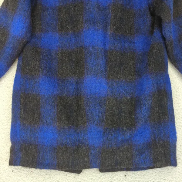 Armani Exchange AX Coat Women's XS Oversized Blue‎ Black Plaid Wool Blend Jacket - Image 6