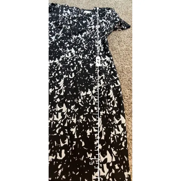 Calvin Klein Womens Black White Abstract Floral Sheath Dress Size‎ 10 Zip Back - Image 7