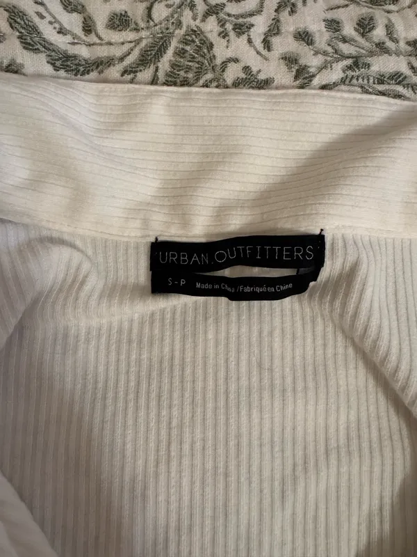 Urban Outfitters White Ribbed Ruched Long Sleeve Top - Image 2