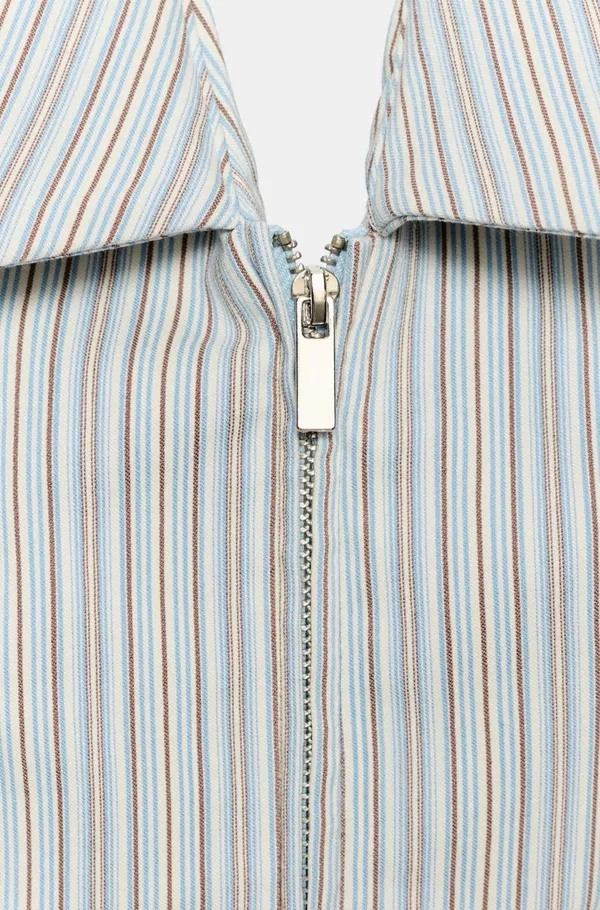 BNWT Zara Blue, Cream & Brown Striped Collared Vest Halter Top - Image 4