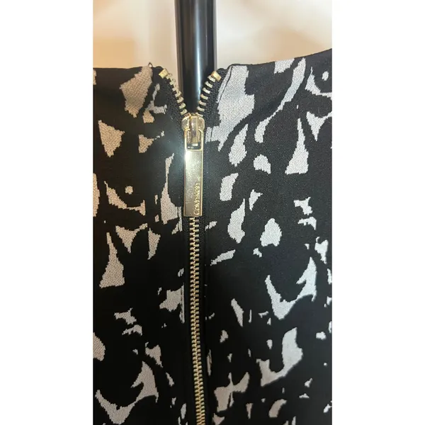 Calvin Klein Womens Black White Abstract Floral Sheath Dress Size‎ 10 Zip Back - Image 5