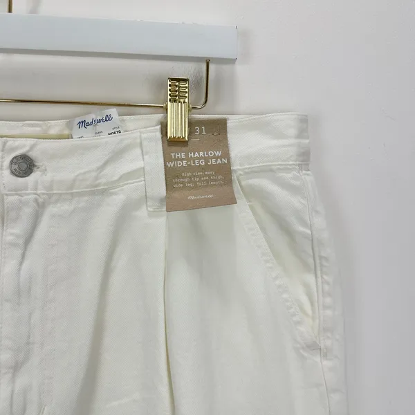 Madewell The Harlow Wide Leg Jean Airy Denim Baggy White High Waist US 31 NWT - Image 9