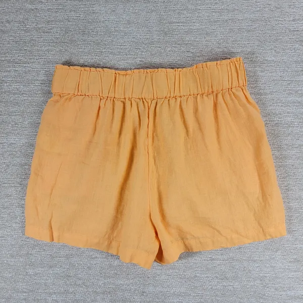 J.Crew Linen Shorts Size M Orange Paperbag Waist Elastic Pull On Pockets Summer - Image 8