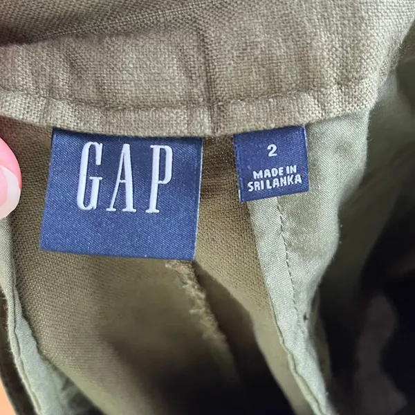 Gap Women's Linen Cotton Pleated Pants Army Jacket Green Size 2 - Image 6