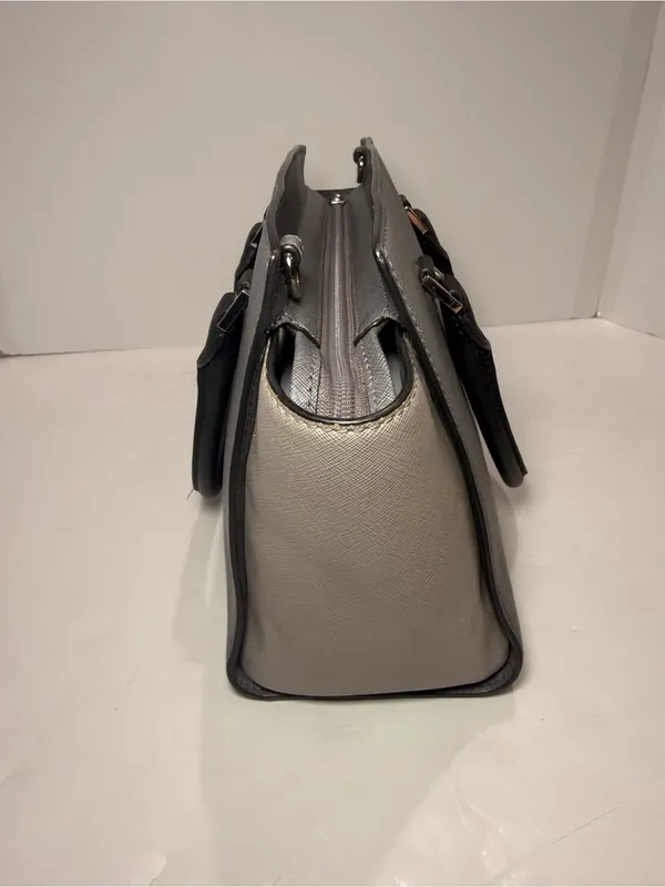 Michael Kors Gray & Black Saffiano Leather Medium Satchel - Image 6