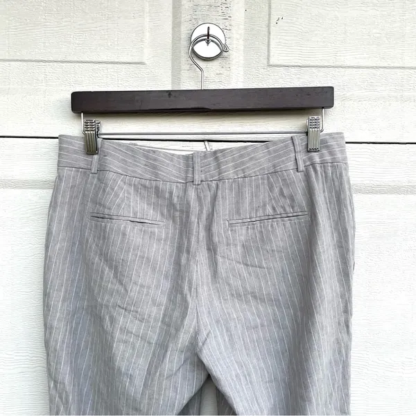 Ann Taylor Womens Pants Career Gray White Pinstripe Linen Blend 8 - Image 5