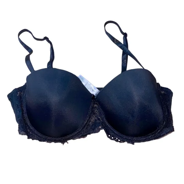 Laura Ashley Black Lace‎ Push-Up Bra 36C Underwire Padded Lingerie Bra - Image 2