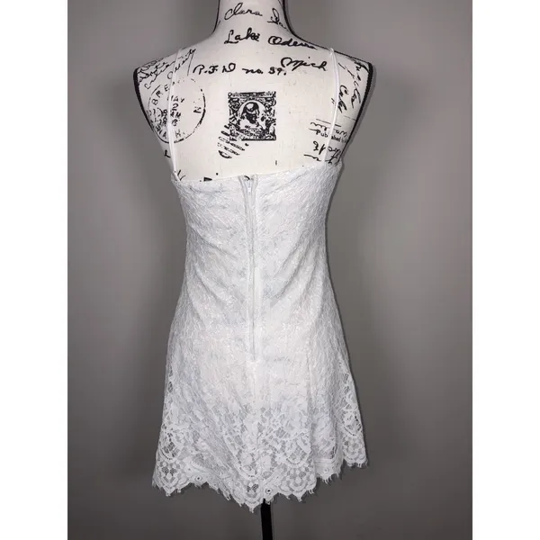 Trixxi White Lace Mini Dress Womens Size Small Spaghetti Strap Sleeveless Party - Image 3