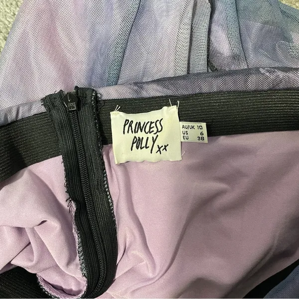 Princess Polly Purple The Bella‎ High Waisted Mesh Mini Skirt Women's Size 6 - Image 3