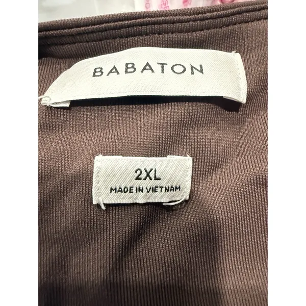 Babaton Contour V Neck Long Sleeve Fitted Crop Top In Brown. Woman's‎ Size 2XL - Image 3