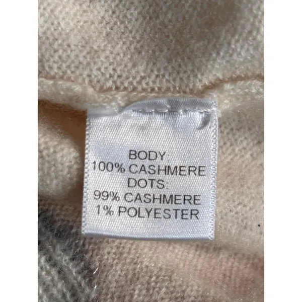 Quinn Cashmere Sparkle Polka Dot Sweater Cream Gray Medium Whimsical Knit - Image 7