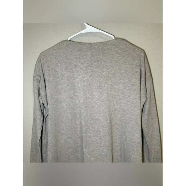 Lafayette 148 Gray Double V Neck Asymmetrical Long Sleeve Tunic Top Size Small - Image 6