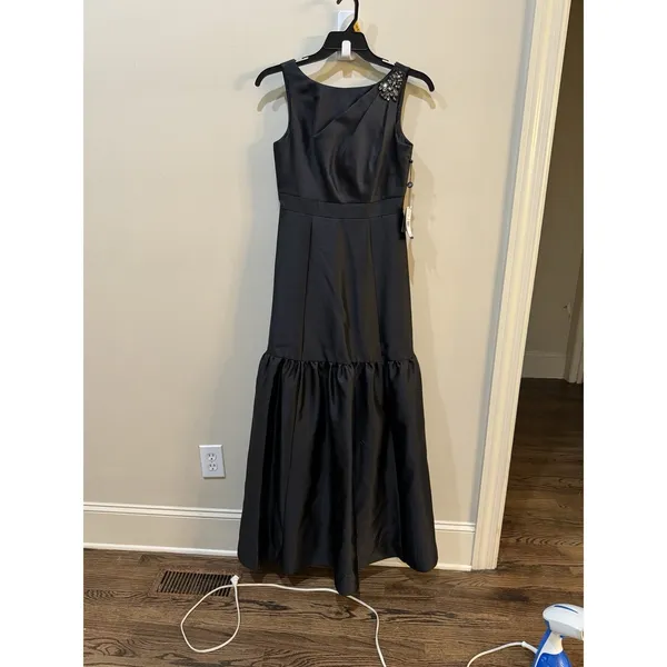 Adrianna Papell Women's Mikado Flounce Gown Black Size 4 Drop‎ Waist - Image 3