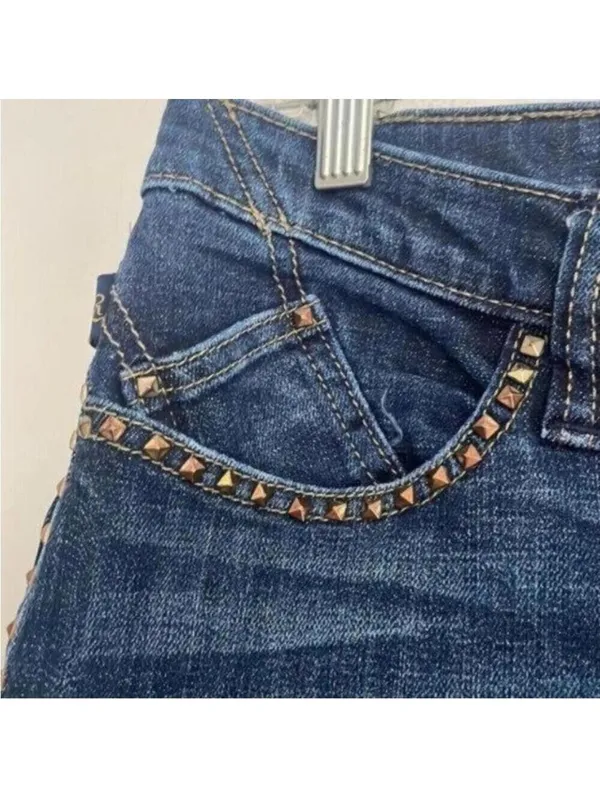 Rock & Republic Dark Wash Straight Leg Denim Jeans Studded Embroidered - Image 8