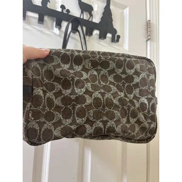 Coach F33504 Taxi Zip Top Tote In Signature Coated Canvas Women Bag Brown - Image 6