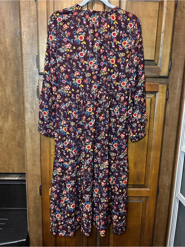 🌸OLD NAVY Floral Tiered Ditsy Midi Swing Dress Boho Size M - Image 9