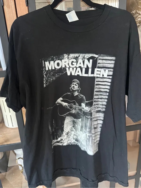 Morgan Wallen concert tour graphic tee guitar acoustic b&w short sleeve tshirt - Image 5