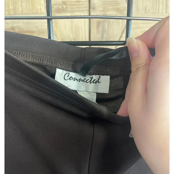 Connected Womens 2 Piece Pant Set Sz 6 Brown V Neck Cap - Image 6