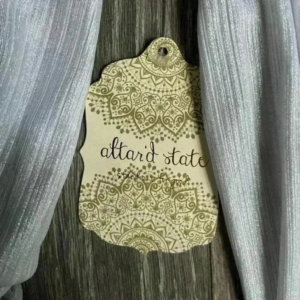 NEW Altar’d State Silver Long Sleeve Surplice Romper Size M - Image 4