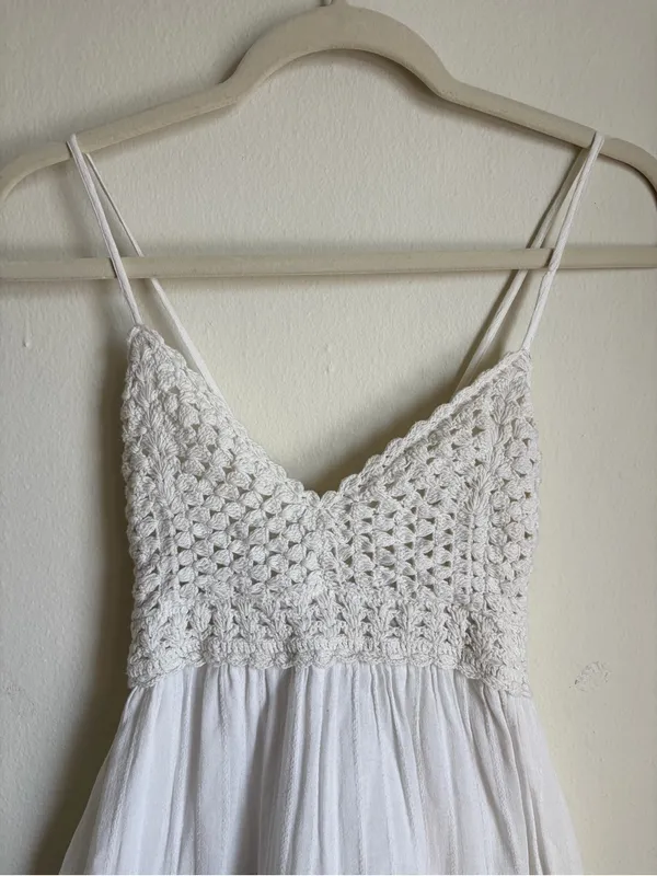 Aerie White Woven Textured Mini Sundress - Image 5