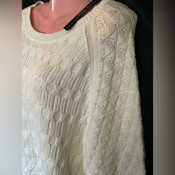 Preswick & Moore Women’s Classic Cream Cable Knit Sweater 3X NWT - Image 4