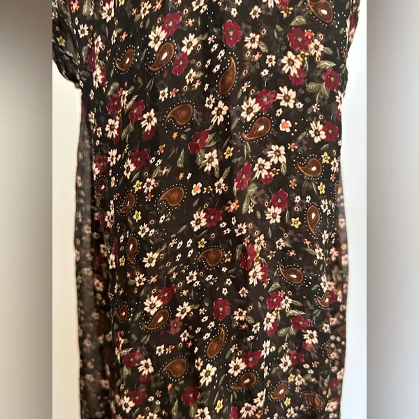 Lara Guidotti Anthropologie Floral silk blend sheer long sleeve dress size M - Image 15