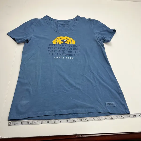 Life Is Good Crusher Tee Shirt Dog Womens Size Medium Blue‎ Short Sleeve Popover - Image 7