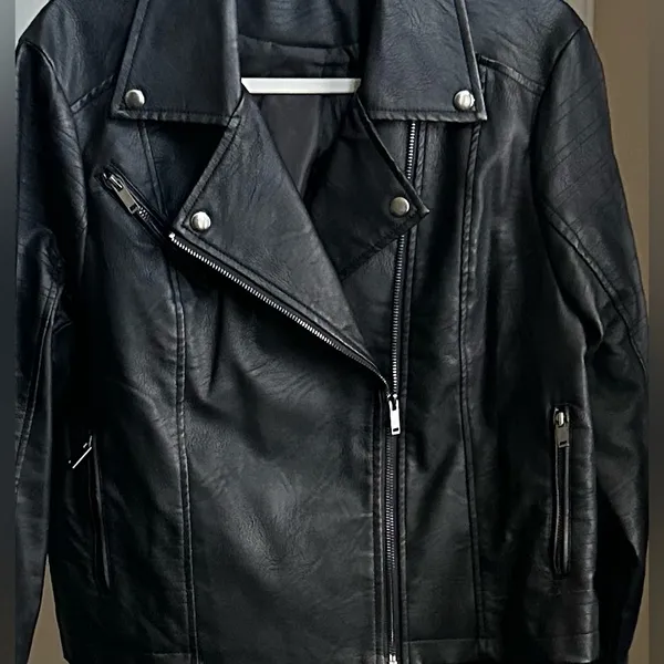 Cato Black Faux Leather Jacket - Image 3