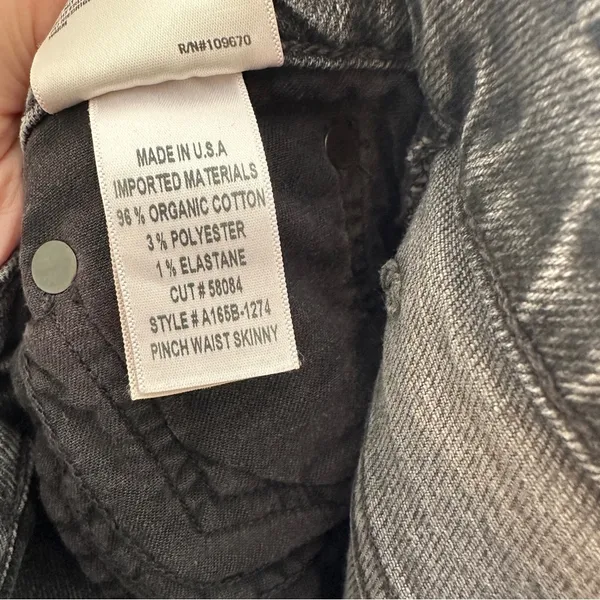 AGOLDE Pinch Waist Skinny Jeans 26 Interlude Black Grey - Image 7
