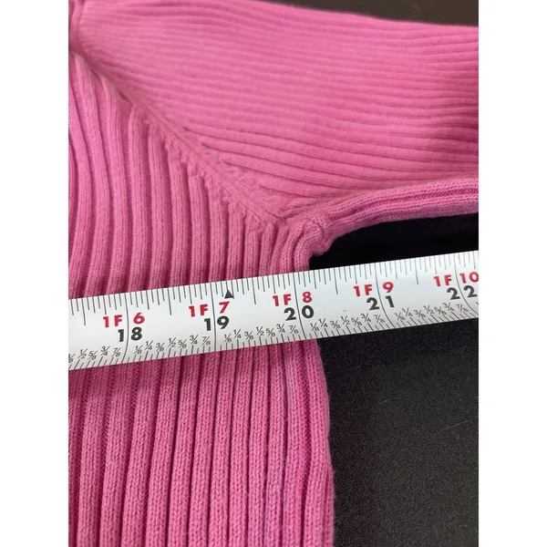 Tommy Hilfiger Ribbed Knit Sweater Womens XL Pink Flag Logo Y2K Preppy FLAW - Image 11
