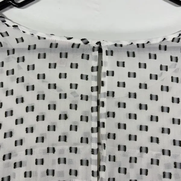 Merona Womens XL White Black Geometric Dot Babydoll Blouse Balloon Sleeve Cottagecore - Image 8