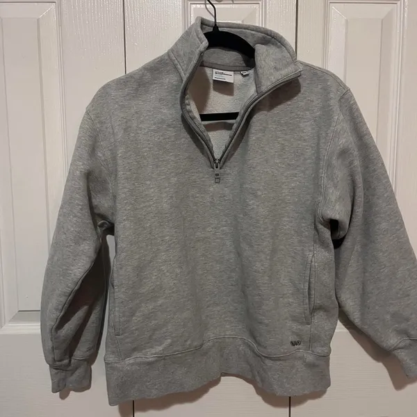 Aritzia TNA 1/4 zip Cozy Fleece Boyfriend Fit Sweatshirt Grey 2XS - Image 2