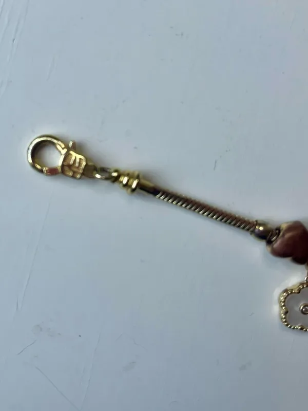 Gold-Tone 6.5” Charm Bracelet w/ White Enamel Flower & Heart Charms-EUC - Image 4