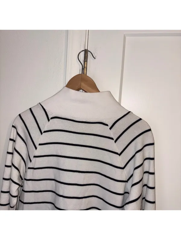 J.Crew $98 Woman’s S striped Wide Button mock neck button top Sweater Tunic - Image 5