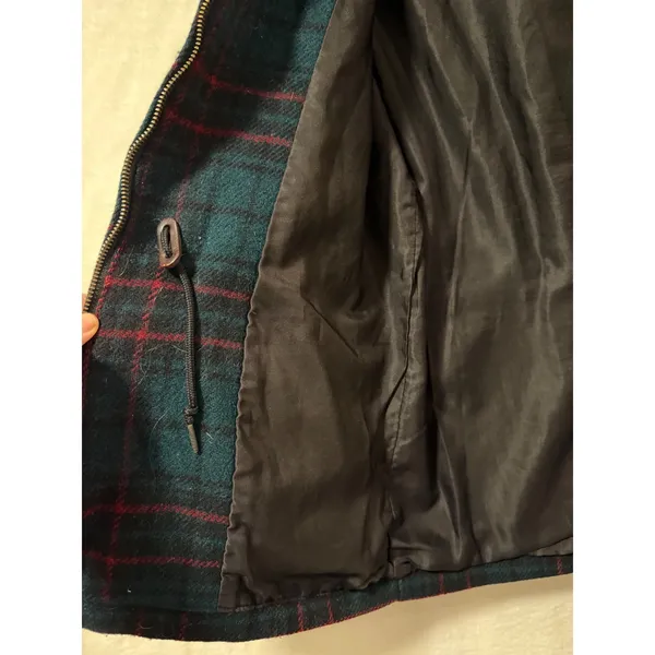 Woolrich Vintage Plaid Hooded Jacket Womens Small Green Red Wool Blend Zip Up - Image 9