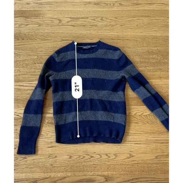 Banana Republic blue and gray wide striped long sleeve pullover sweater size M - Image 7