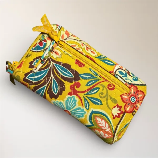 Vera‎ Bradley Floral Quilted Zip Around Wallet Yellow Cotton Boho Wristlet - Image 5