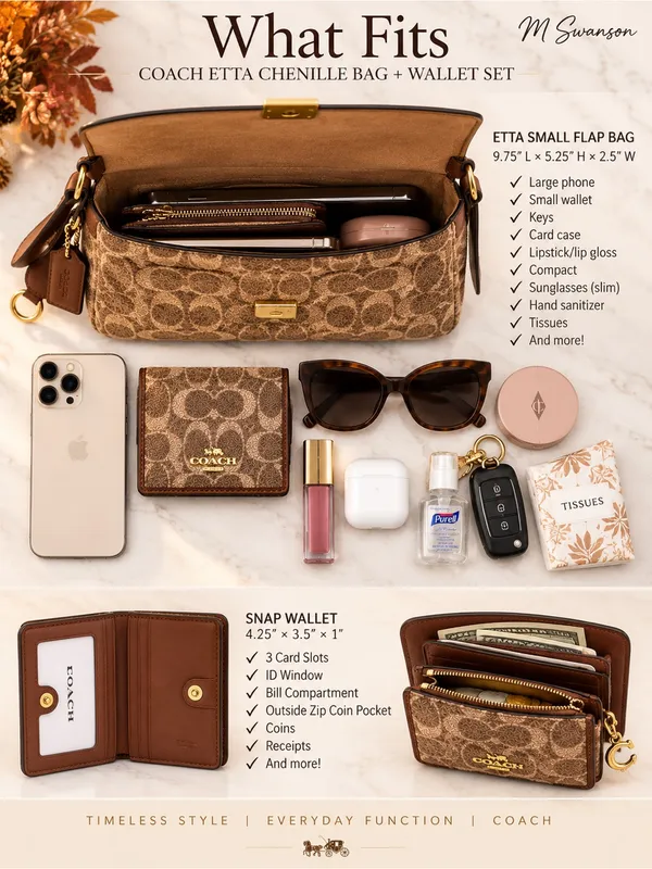 NEW Coach Etta Chenille Shoulder Crossbody Bag + Wallet Set CCV65 CCQ32 - Image 8