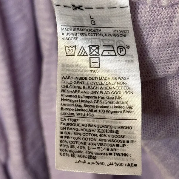 Gap Womens Sweater Open Cardigan Long Sleeve Lavender White Striped Slub Large - Image 7