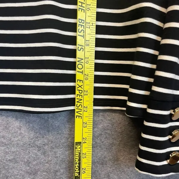 ENGLISH FACTORY Top Women's Small Black White Striped Ruffled‎ Trim Long Sleeve - Image 7