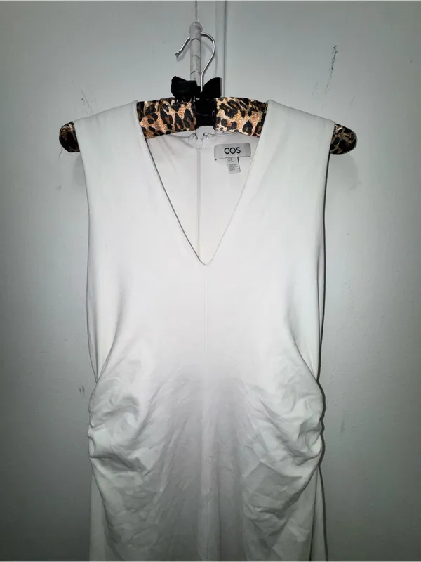 COS V-Neck White Asymmetrical Sleeveless Maxi Dress Size XS - Image 5