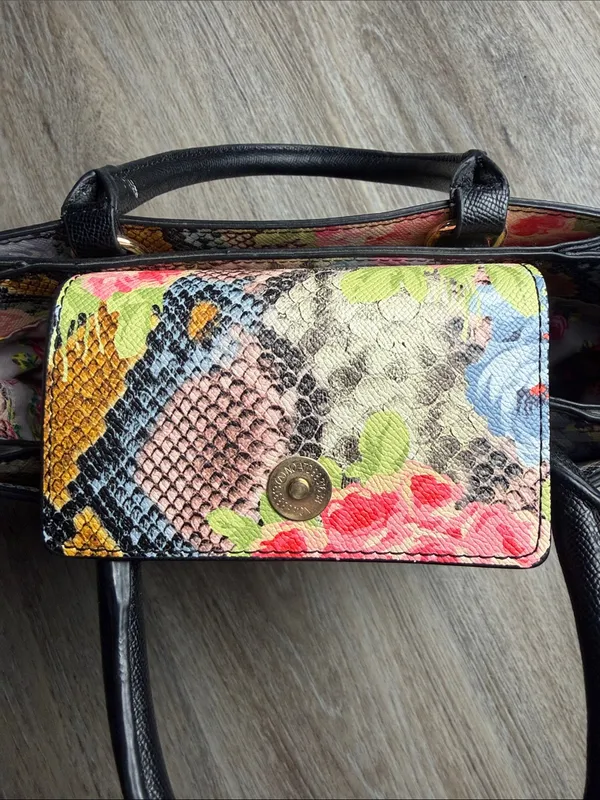 Betsey Johnson XO Chloe Floral Faux Snake Satchel Bag - Image 8