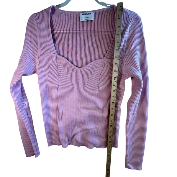 Old Navy Sweetheart Fit Ribbed Sweater Pink Knit L/S L Coquette Balletcore Y2K‎ - Image 7