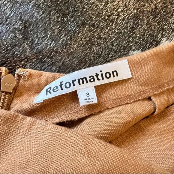 REFORMATION Brown Justin‎ 100% Linen Trouser Pant Size 8 - Image 4