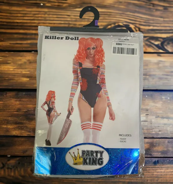 Party King Sexy Killer Doll Chucky Bloody Bodysuit Costume PK762 Teddy Socks XL - Image 4