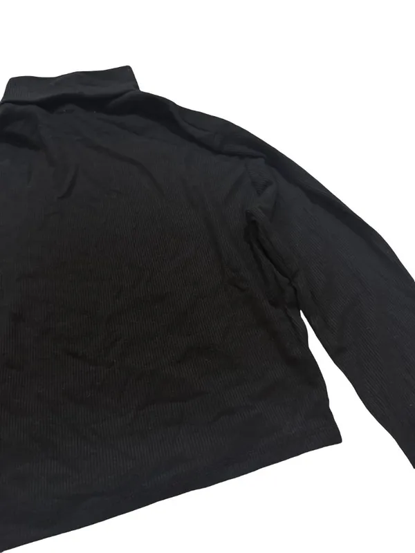 Full Tilt Black Ribbed Knit Long Sleeve Crop Top Shirt Turtleneck Medium Women's - Image 3