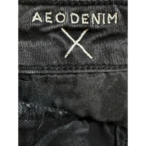 American Eagle Super Hi-Rise Jegging Black Ripped Distressed Skinny Jeans Size 4 - Image 7
